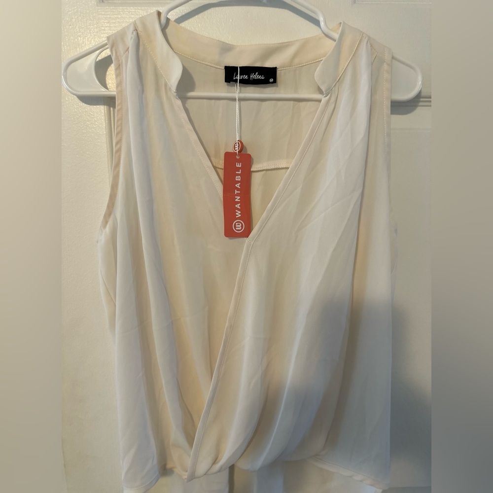 Lauren Helena Cream Sleeveless Top
